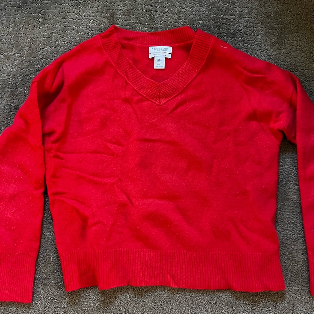 Rachel Zoe Bold Red V-Neck Sweater